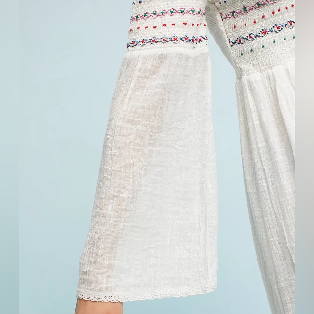 FARM Rio Smocked Off-Shoulder White Dress with Pastel Stripes - Picture 5 of 12